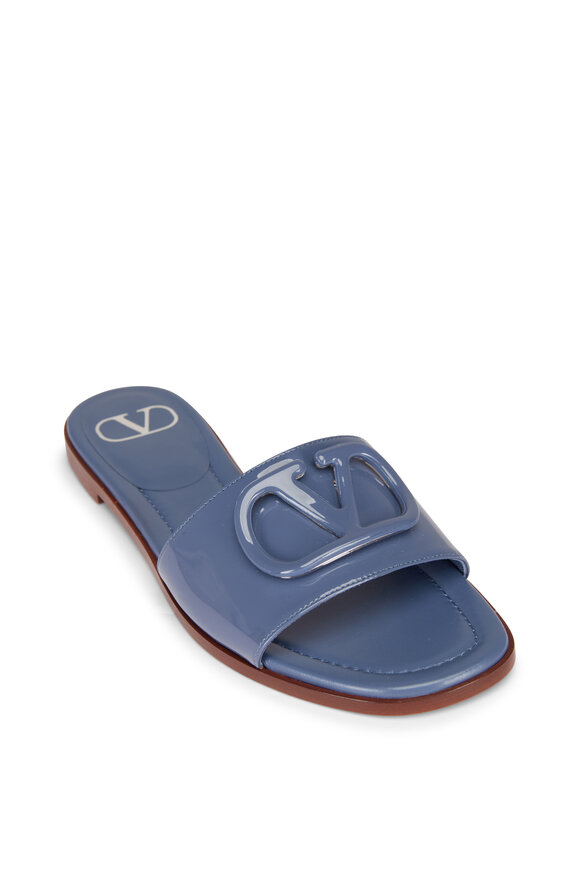 Valentino Garavani VLogo Polvere Blue Slide - view 1