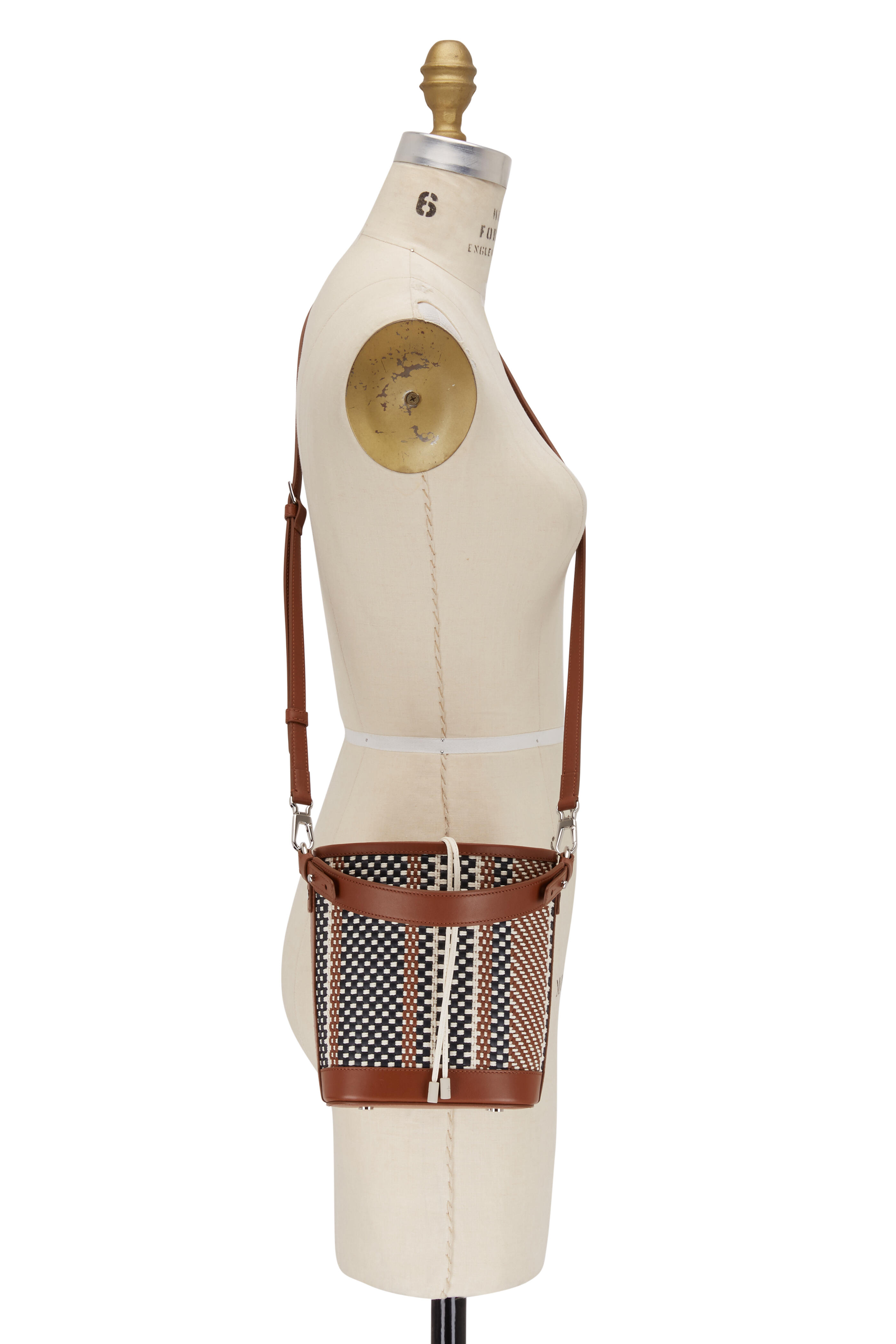 Loro Piana - Artemis Saddle Brown & Navy Weaved Bucket Bag