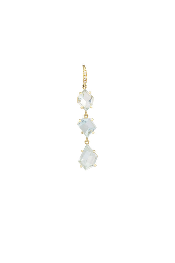 Lauren K 18k Yellow Gold Aquamarine Joyce Earring - view 2