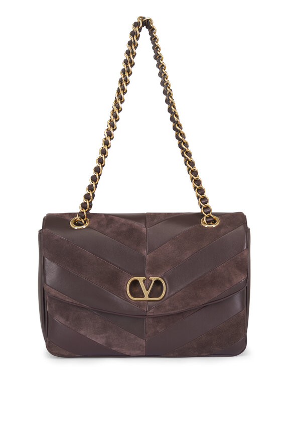 Valentino Garavani Medium Brown Djuna Patchwork Sholder Bag - view 1
