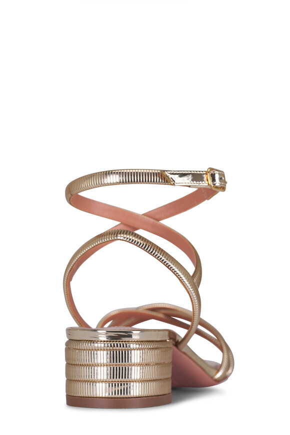 Aquazzura Heatwave Gold Strappy Leather Sandal, 35mm - view 4