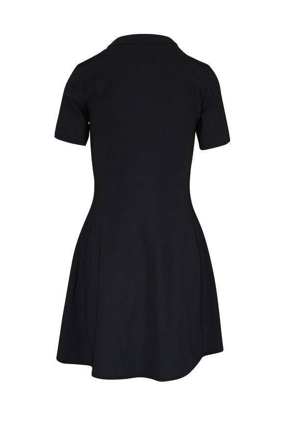 Valentino Black Jeweled Tie Neck Short Sleeve Mini Dress - view 2