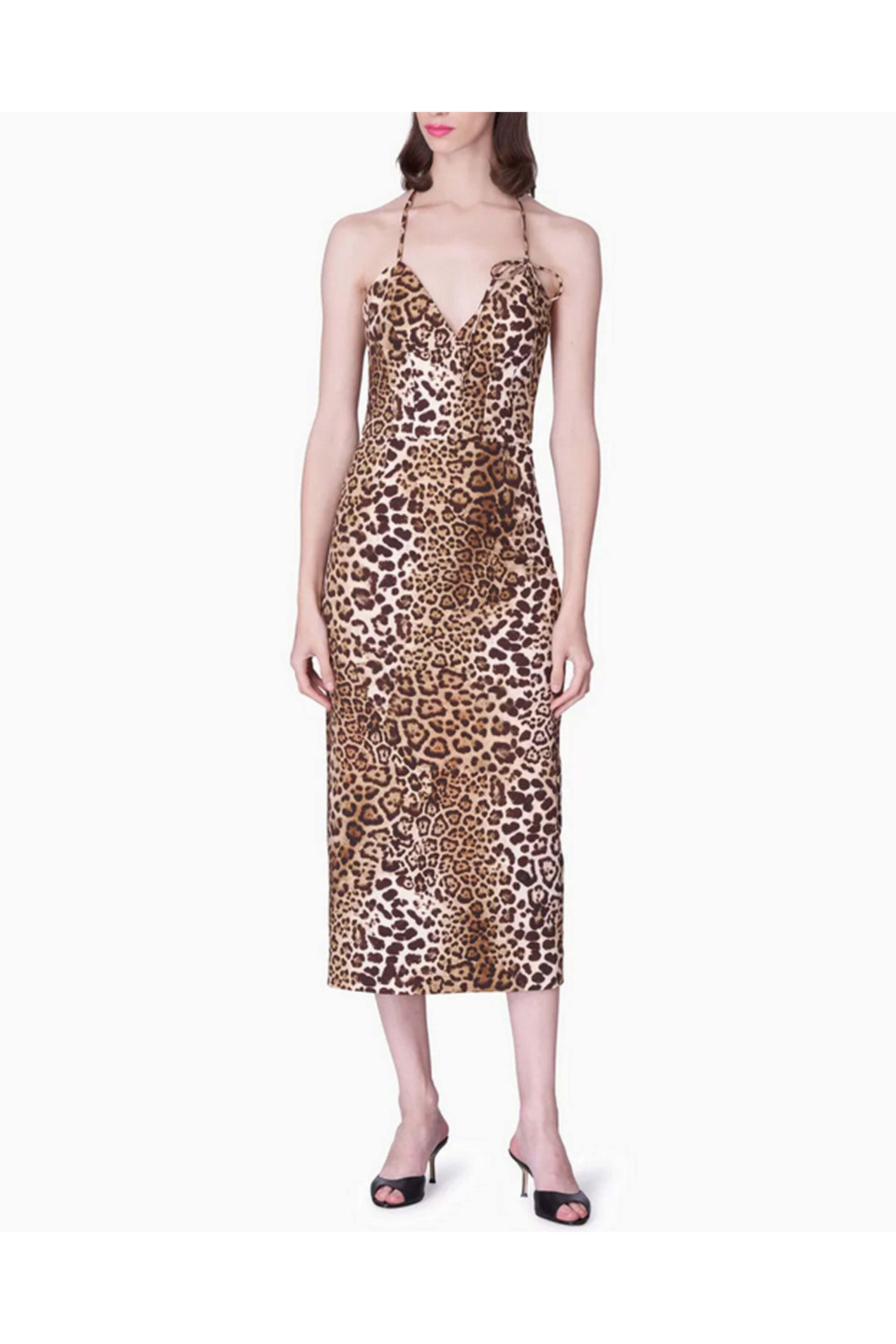Carolina Herrera - Leopard Print Halter Midi Dress