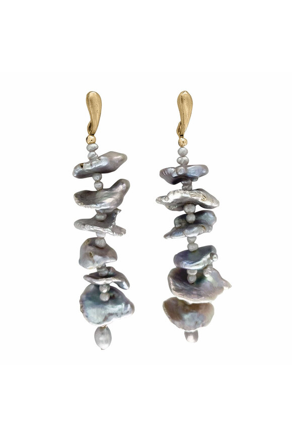 Julie Cohn Design Grey Pearl Hoya Bronze Earrings