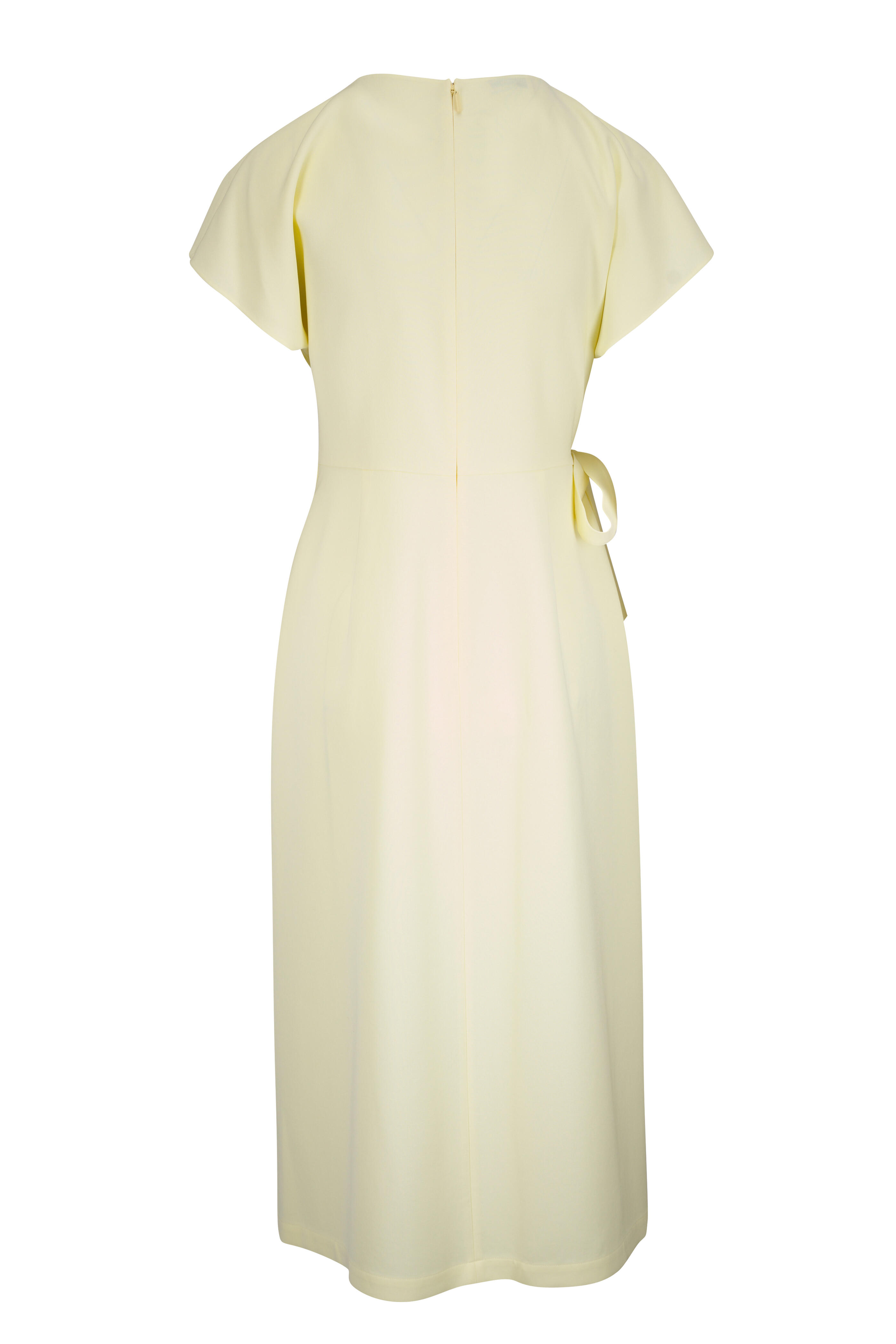 Lafayette 148 New York - Yellow Chalk Draped Side Tie Midi Dress