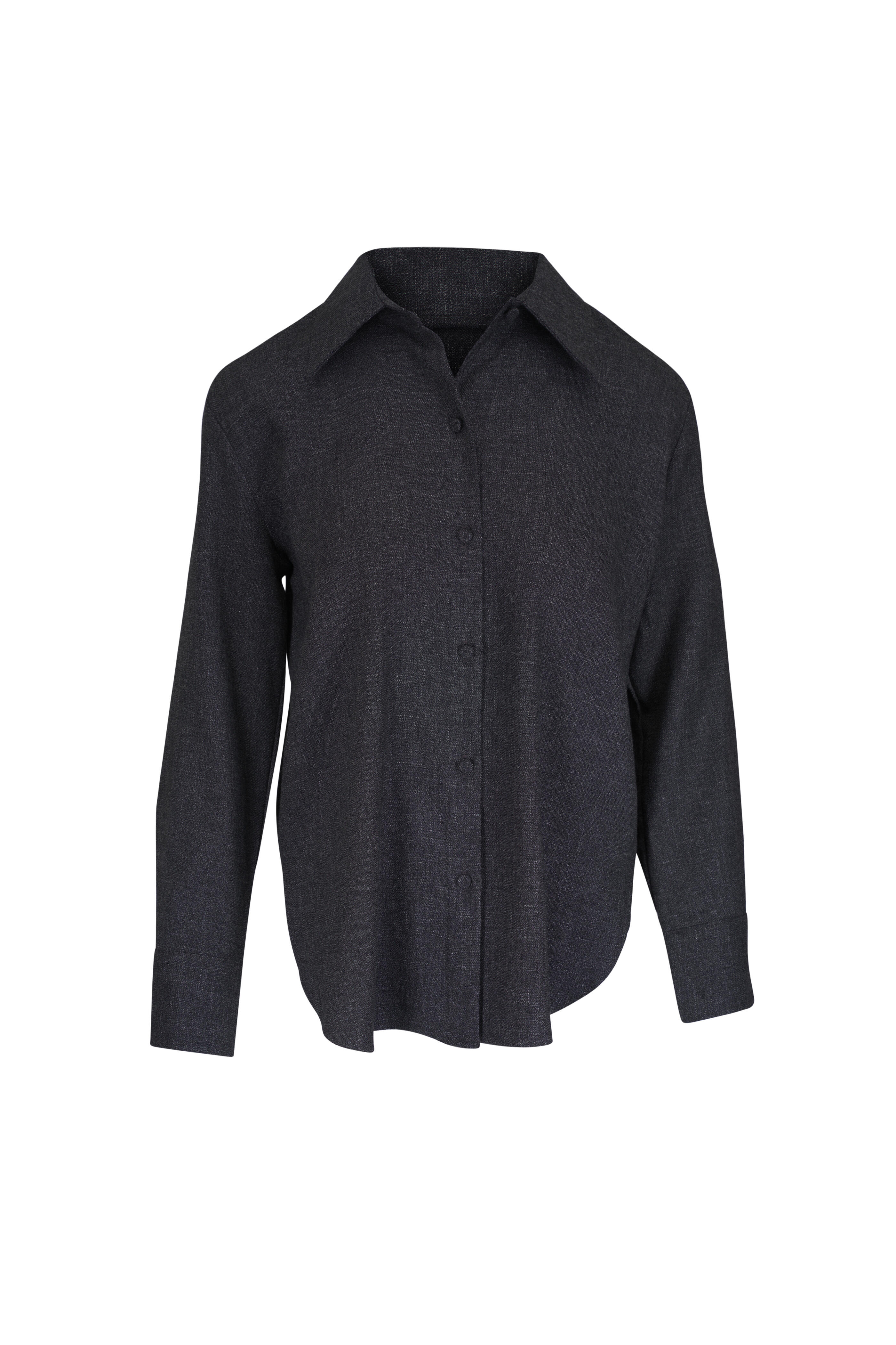 Vince - Medium Heather Gray Relaxed Button Up Shirt