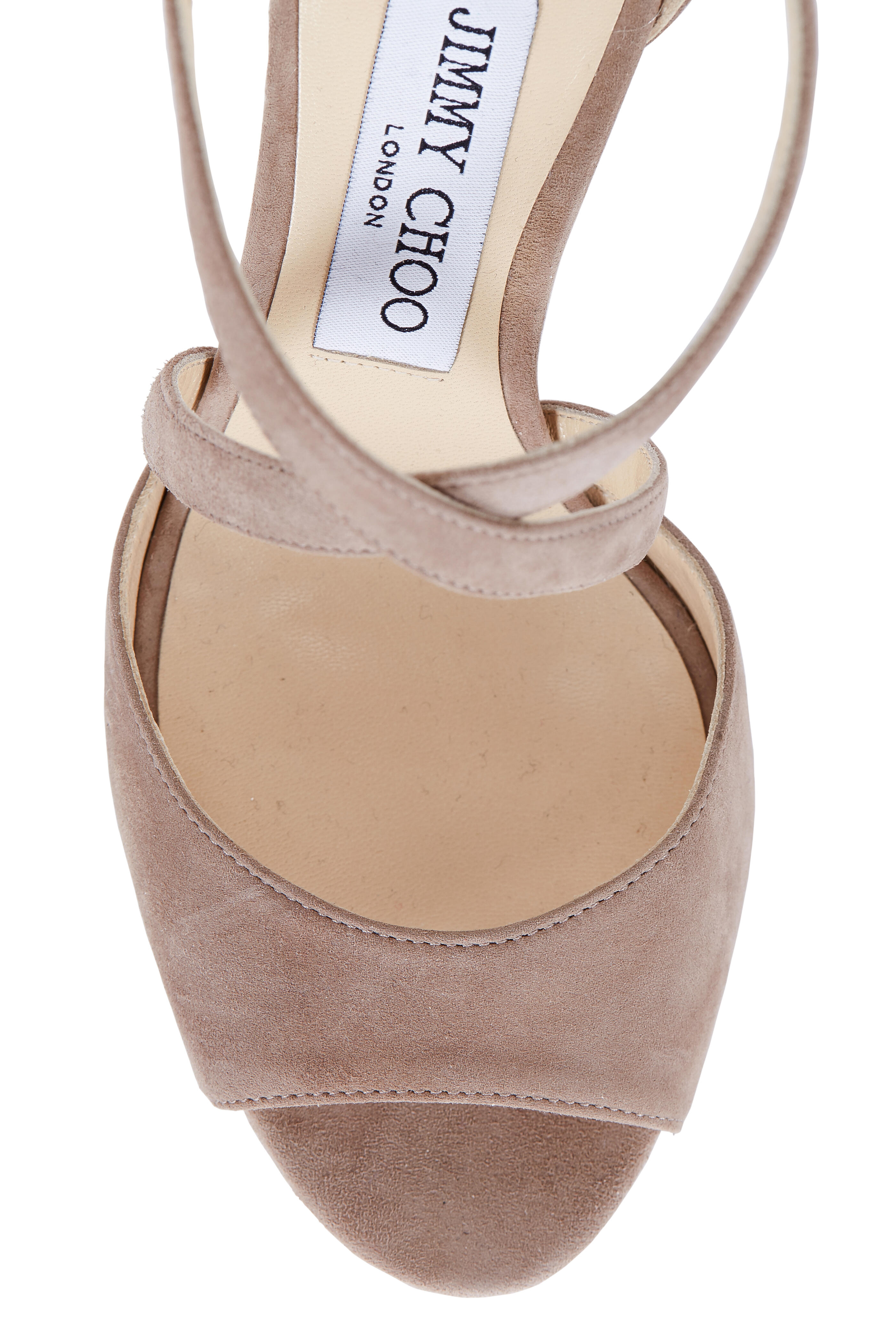 Jimmy Choo - Carrie Mocha Suede Criss-Cross Sandal, 85mm