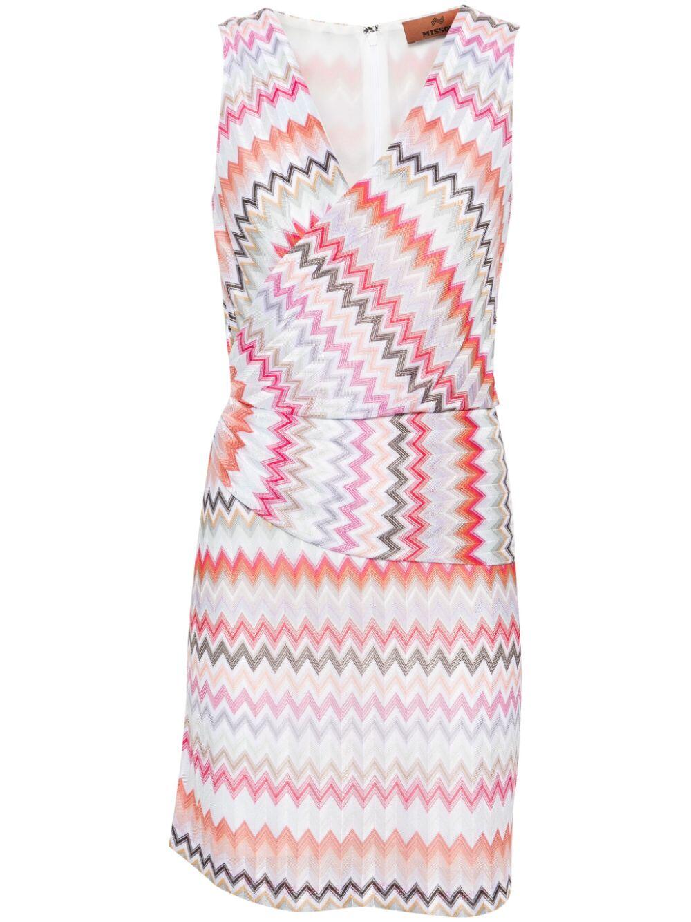 Missoni - White Multi Zig Zag Knit Dress