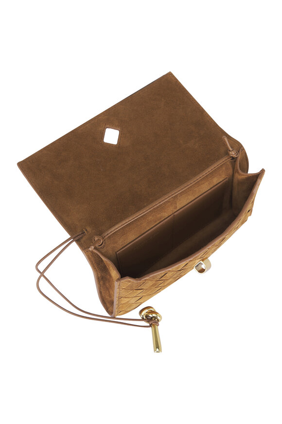 Bottega Veneta Andiamo Dark Caramel Intrecciato Suede Crossbody - view 4