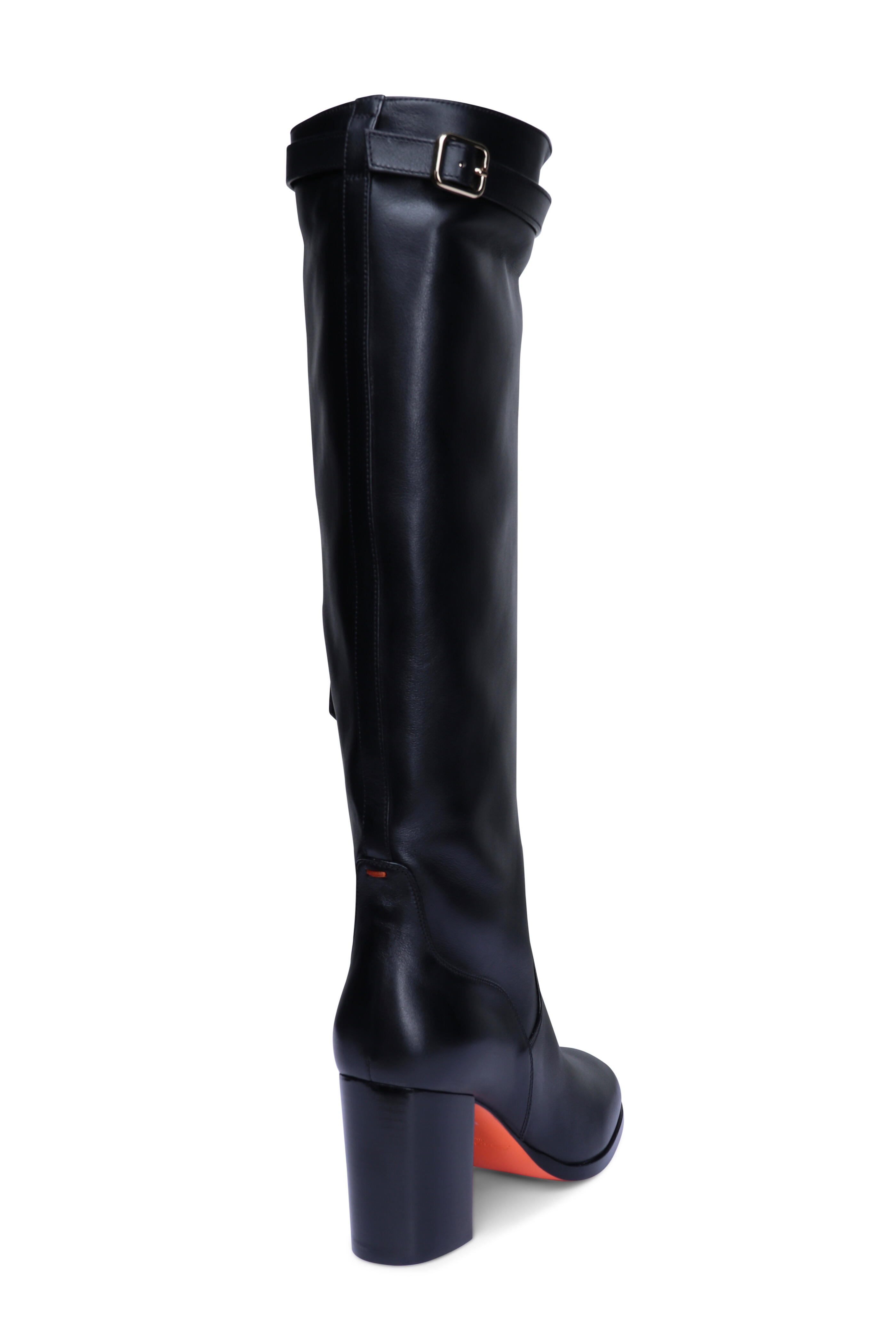 Santoni - Tall Bianca Black Leather Boot