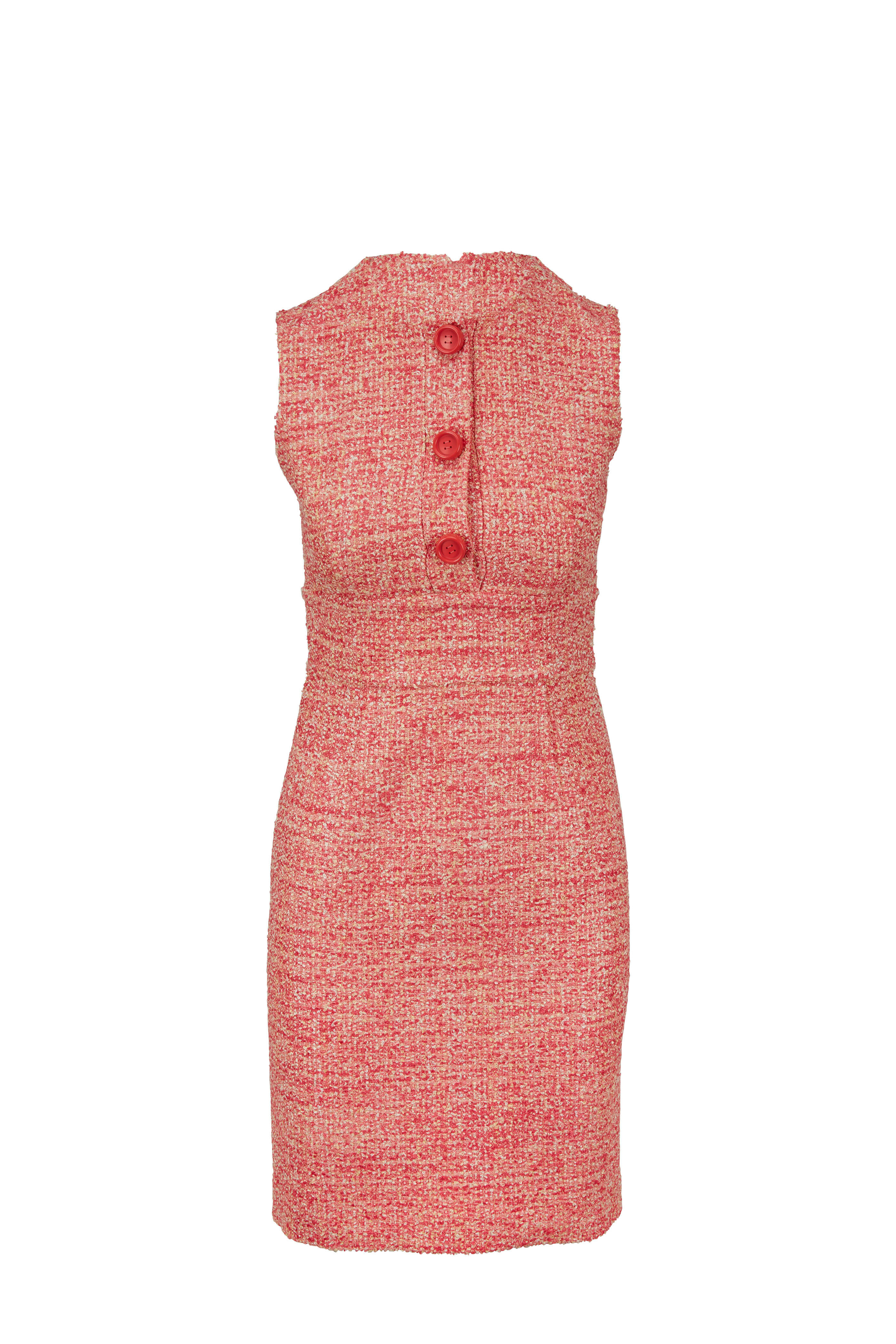 Paule Ka - Pink Tweed Button Front Dress