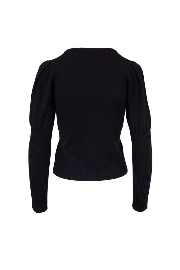 Derek Lam - Black Puffed Sleeve V-Neck Sweater