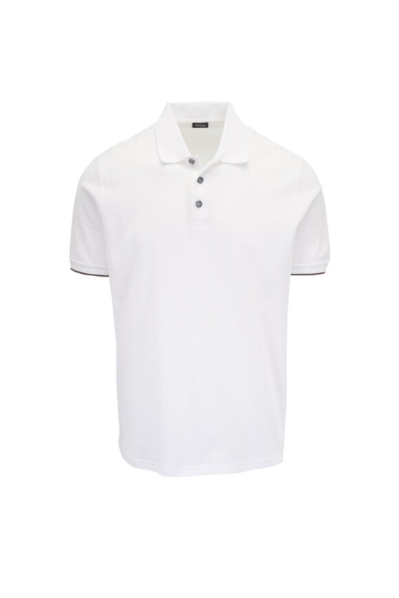 Kiton White Cotton Tipped Polo