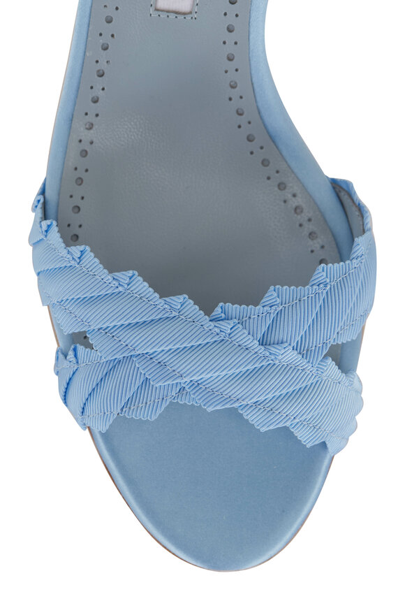 Manolo Blahnik - Ligra Light Blue Satin Sandal, 50mm