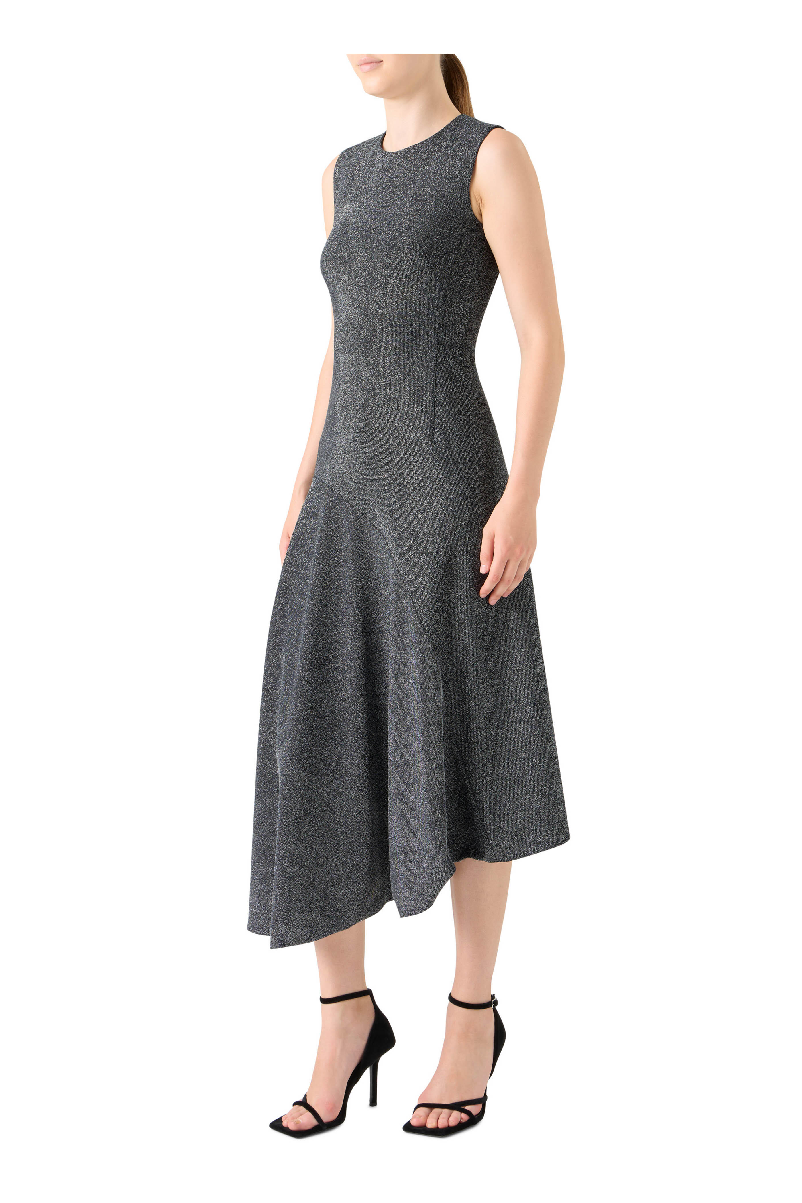 Akris Punto - Steel Metallic Jersey Asymmetric Midi Dress