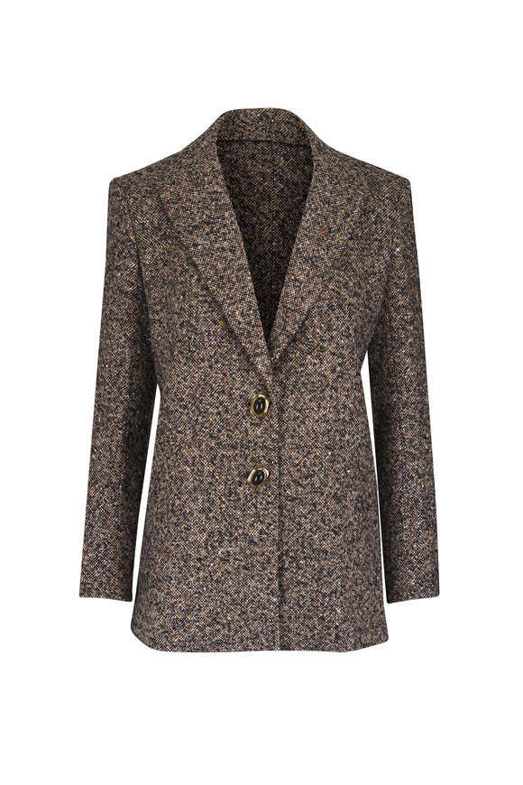 Veronica Beard Maci Black Mélange Tweed Dickey Jacket - view 1