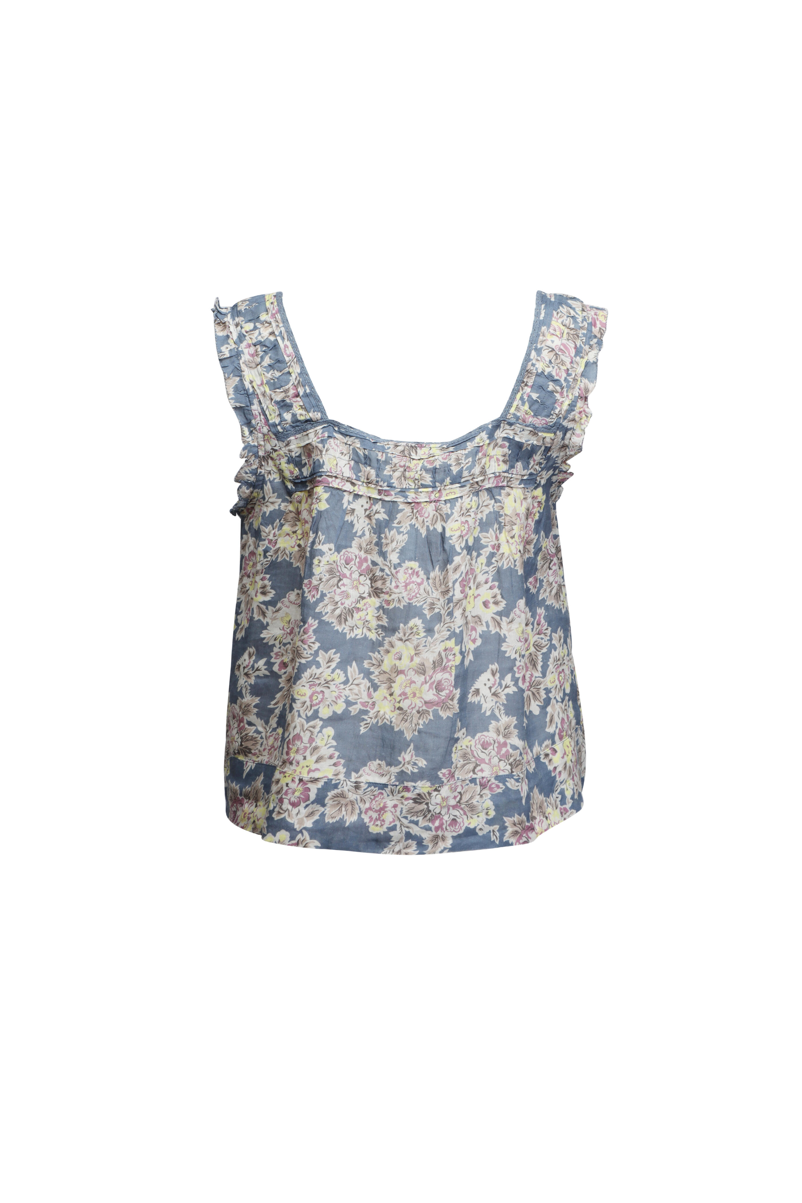 The Great - Victorian Indigo Floral Pleat Tank