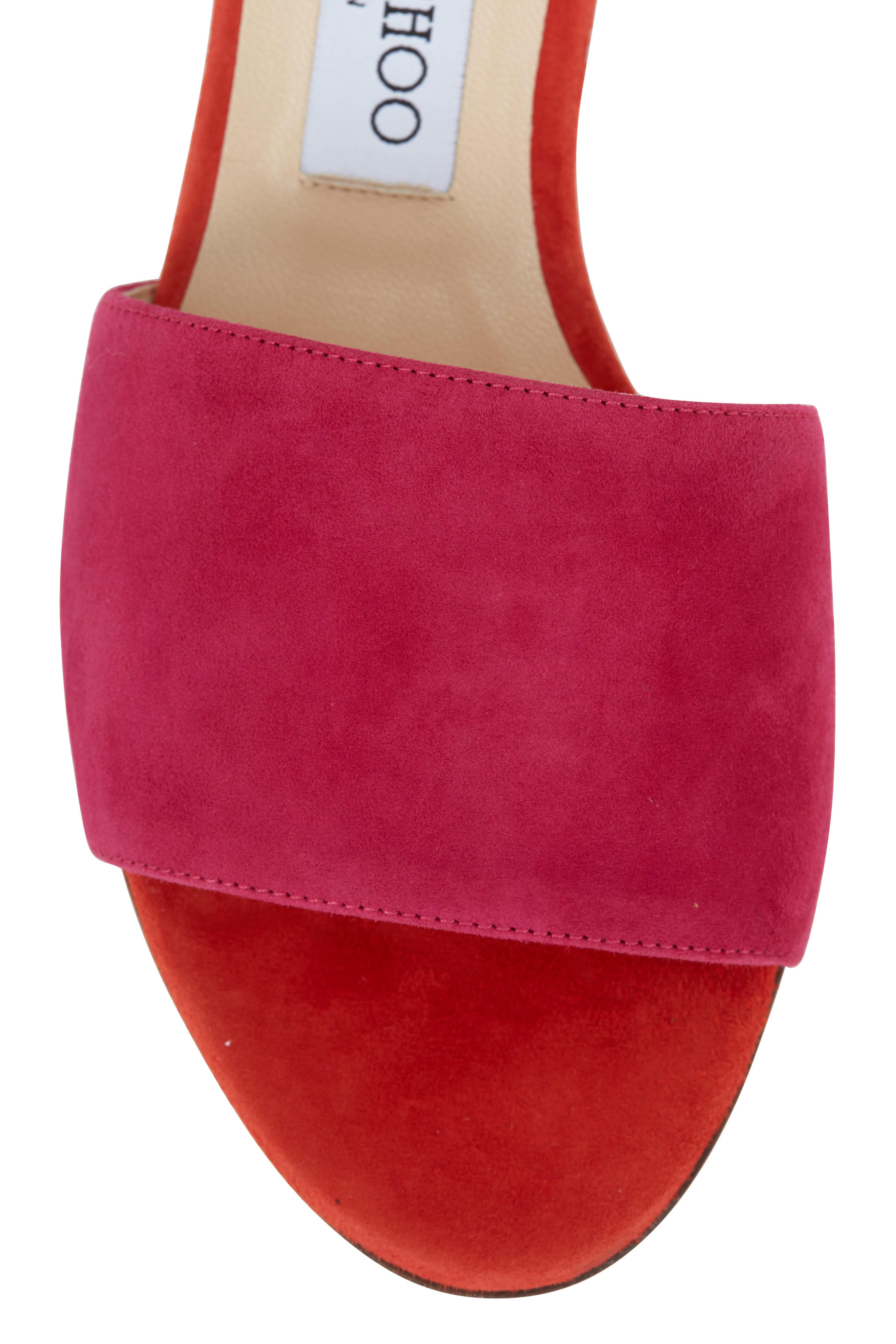 Jimmy Choo - Joni Raspberry Suede Lacquer Heel Slide, 40mm