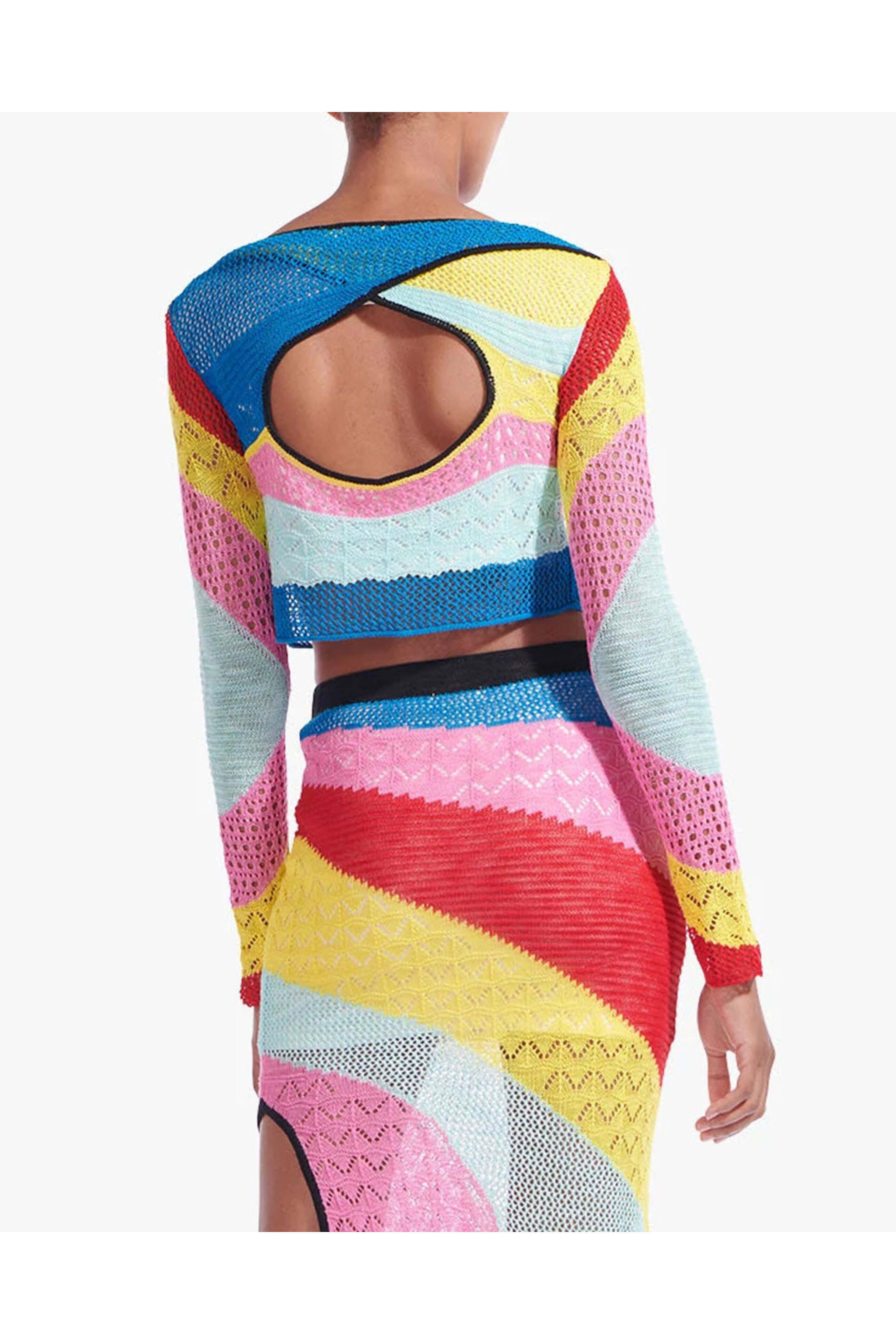 Staud - Rainbow Stripe Crochet Lumison Top