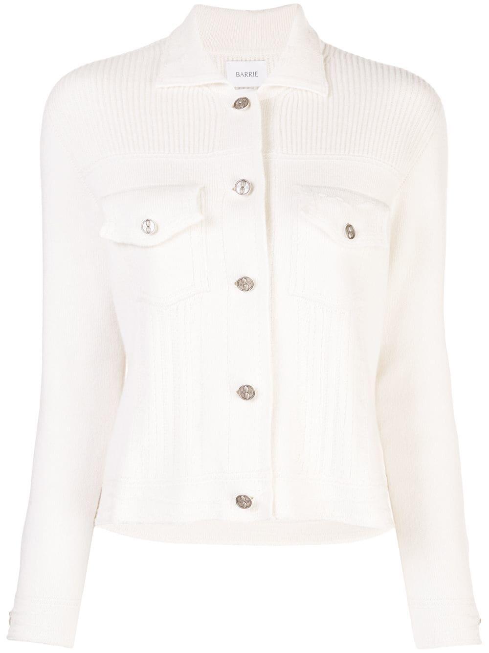 Barrie - White Cashmere & Cotton Knit Denim Style Jacket