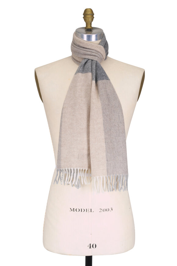 Chelsey Imports Gray & Taupe Colorblock Cashmere Scarf - view 1