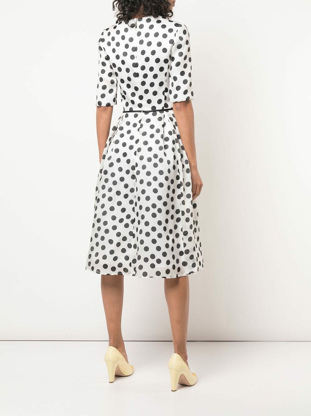 Carolina Herrera - White & Black Polka Dot Silk Dress