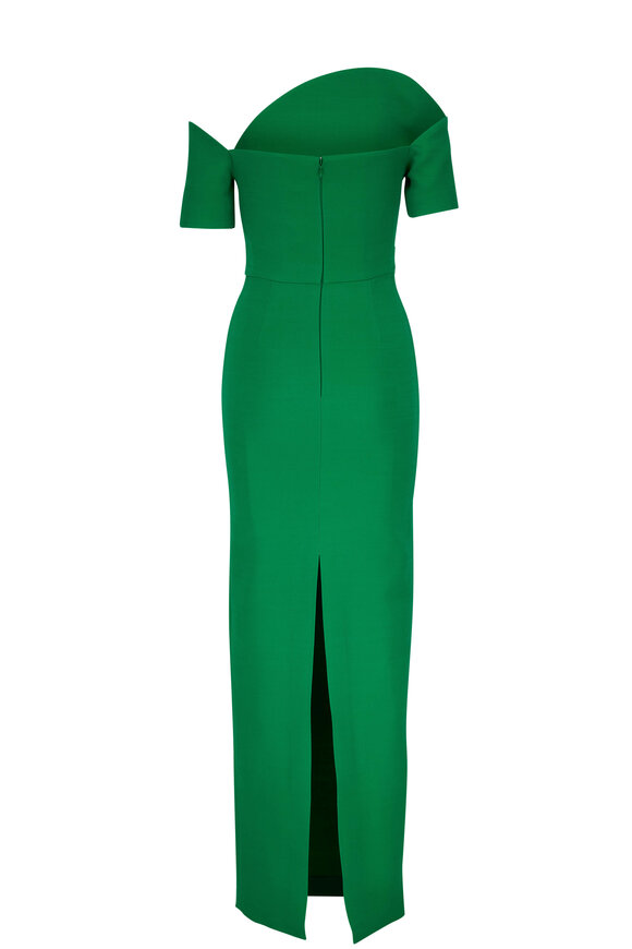 Roland Mouret - Green Wool & Silk Asymmetric Maxi Dress