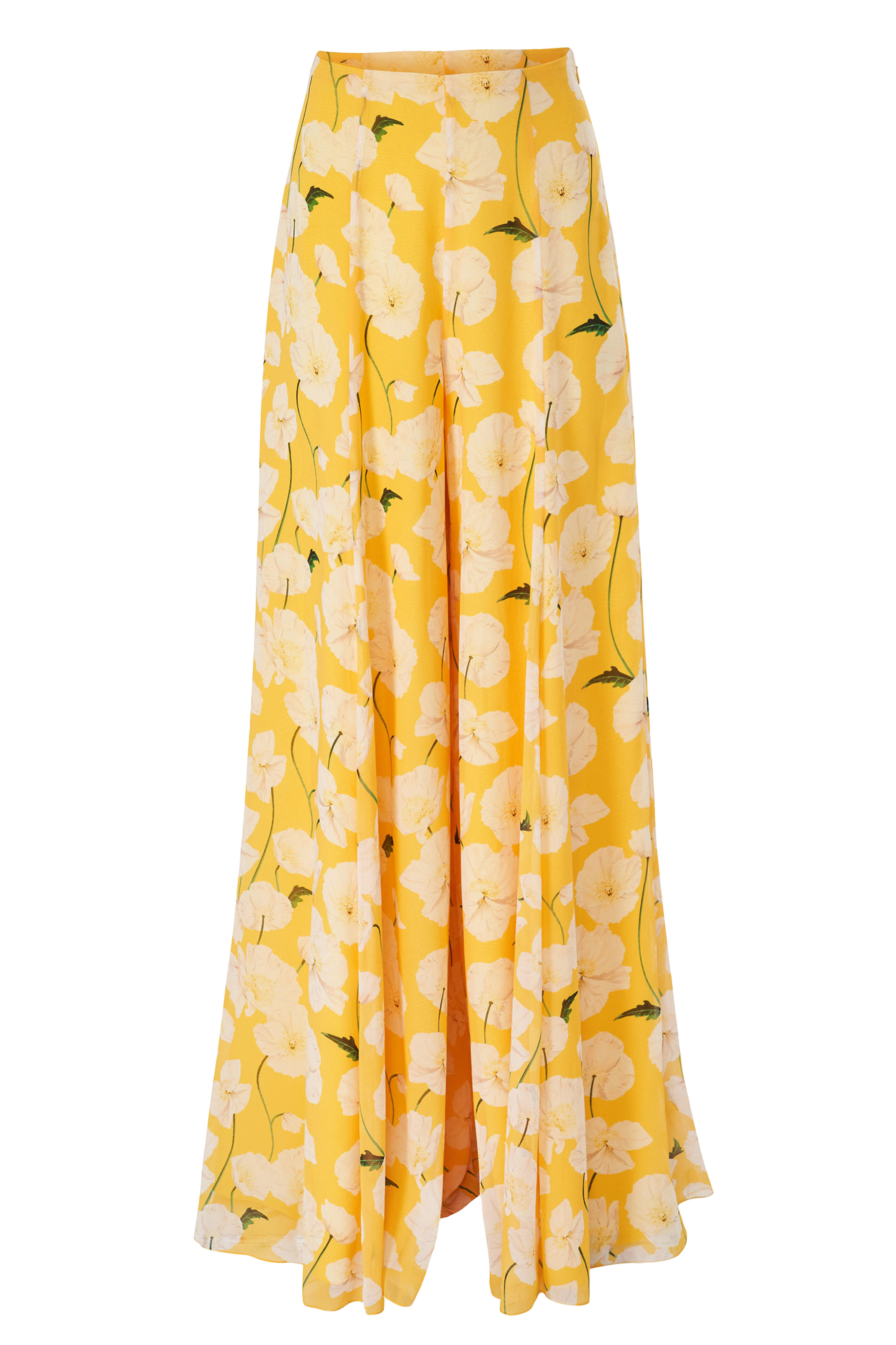 Carolina Herrera - Yellow Floral Silk Palazzo Pant