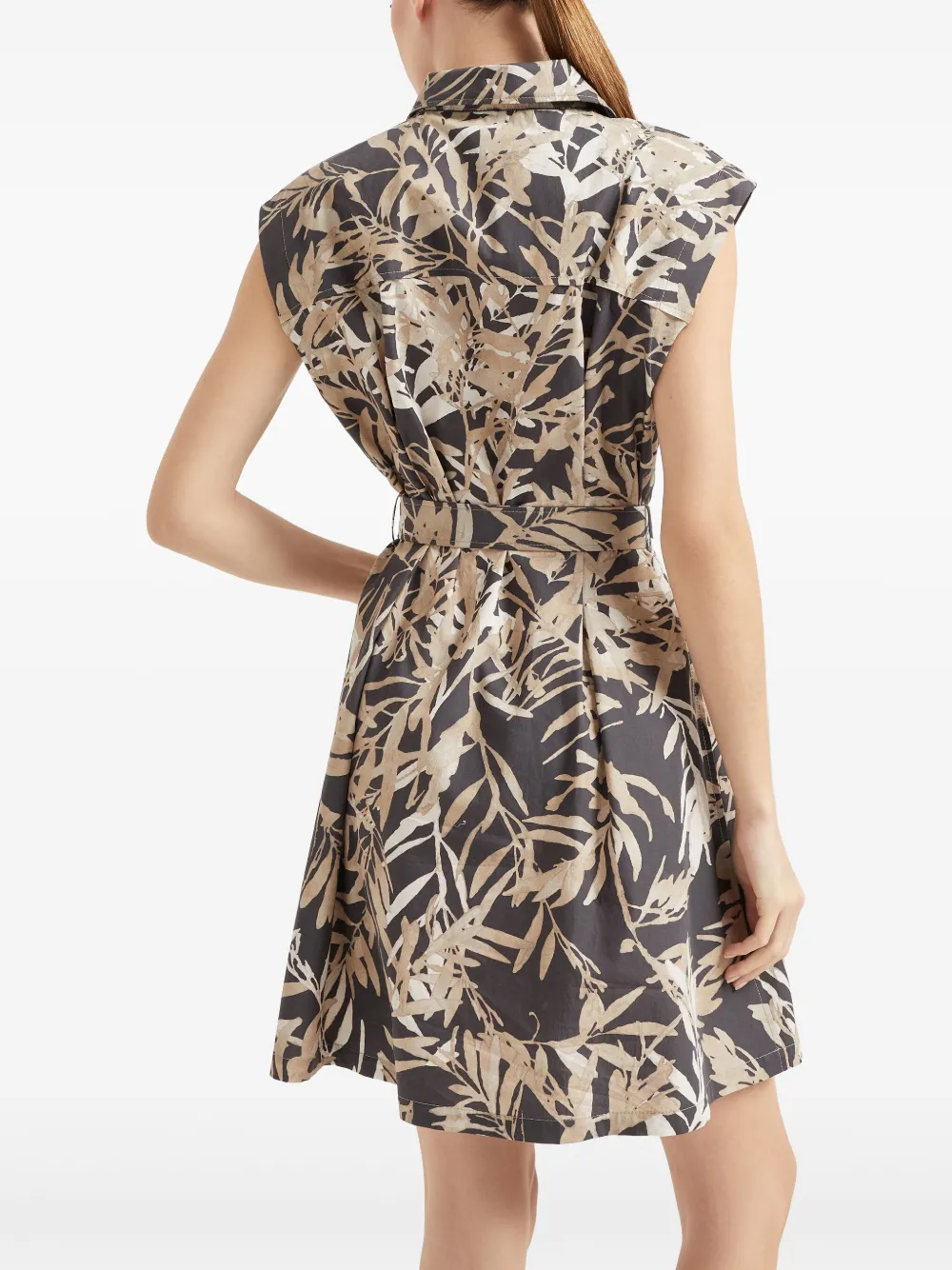 Brunello Cucinelli - Charcoal Herbarium Print Poplin Belted