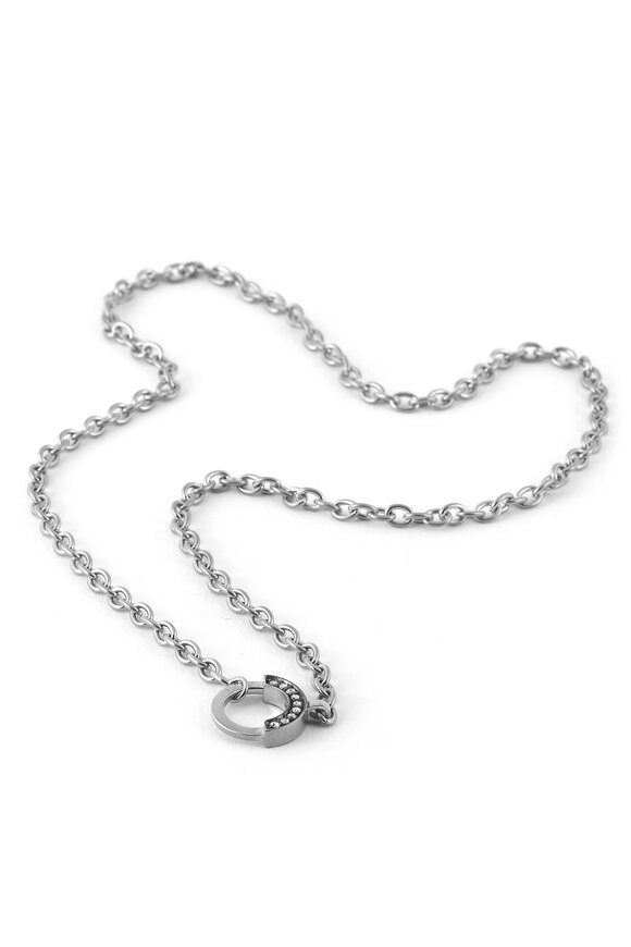 Sylva & Cie 18k White Gold Gray Rose Cut Diamond Moon Chain - view 1