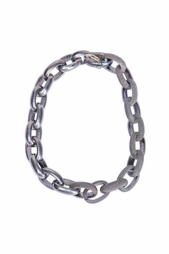 .925Suneera Black Sterling Silver Nigel Link Bracelet