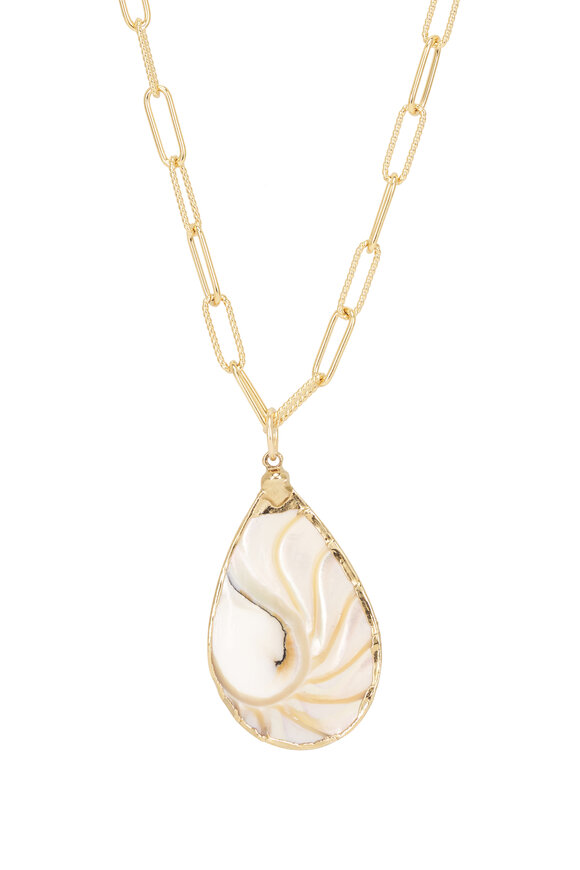Cristina V. Mother of Pearl Tear Drop Chain Necklace - view 2