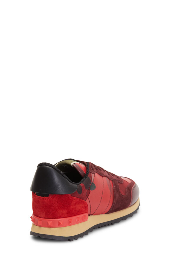 Valentino Garavani - Red & Black Camo Canvas & Suede Sneaker