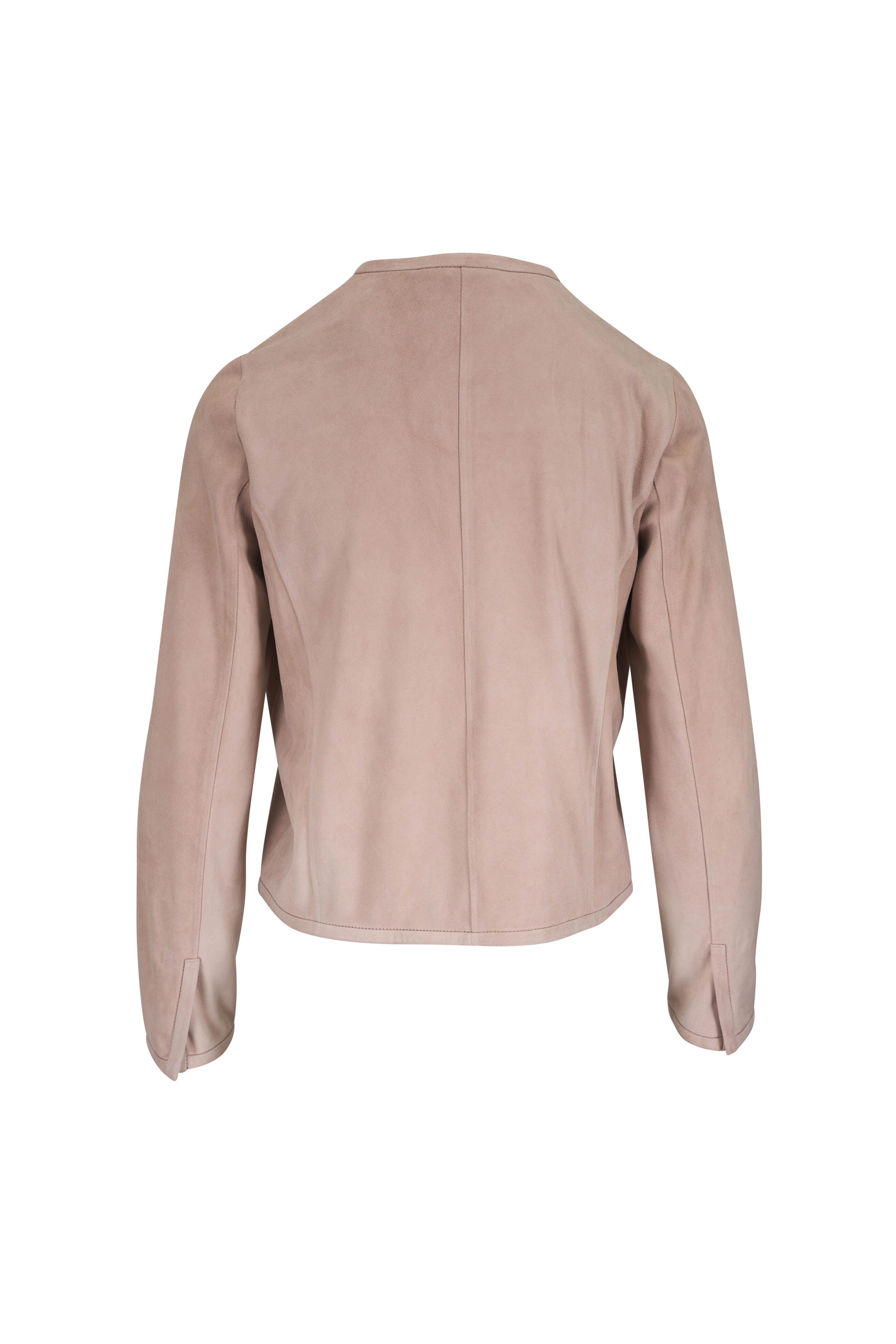 Kiton - Beige Suede Open Front Jacket