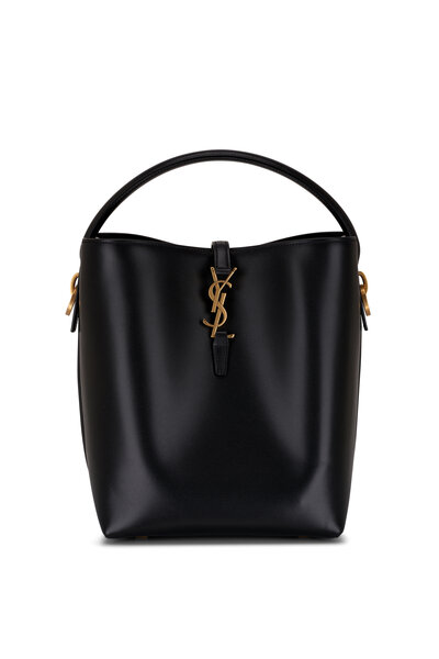 Saint Laurent - Mini Joe Black Quilted Monogram Bucket Bag