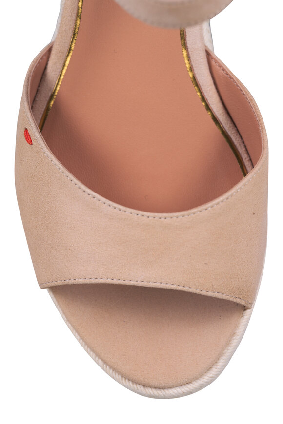 Santoni Vela Beige Suede Platform Wedge, 75mm - view 5