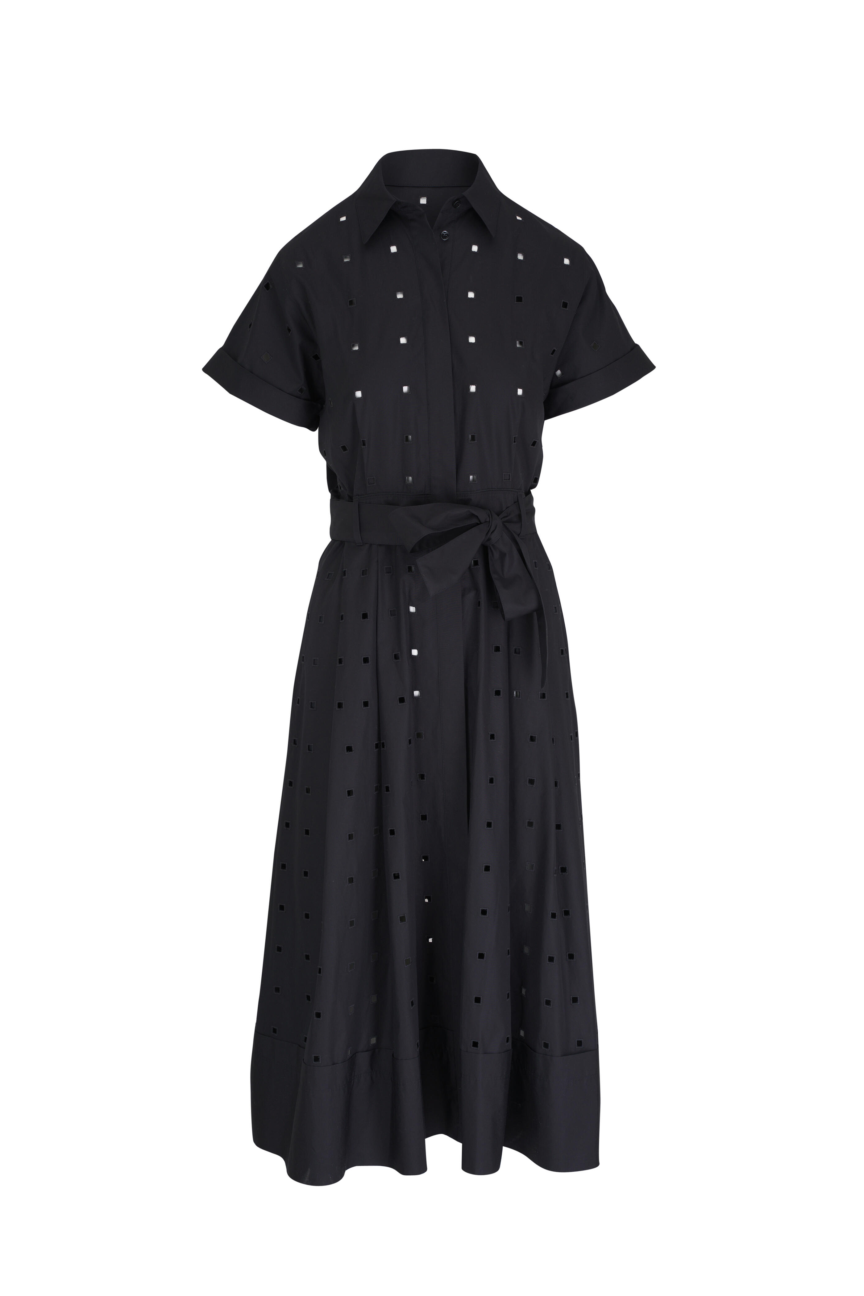 Lafayette 148 New York - Black Eyelet Belted Shirtdress