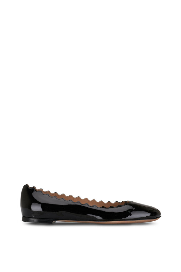 Chloé - Lauren Black Patent Leather Scallop Ballet Flat