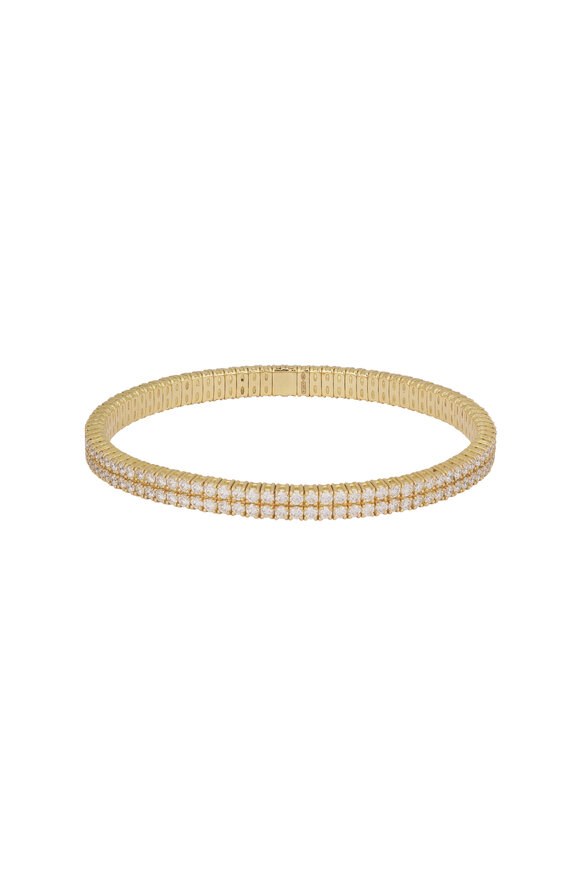 ZYDO 18k Yellow Gold Flat Diamond Stretch Bracelet - view 1