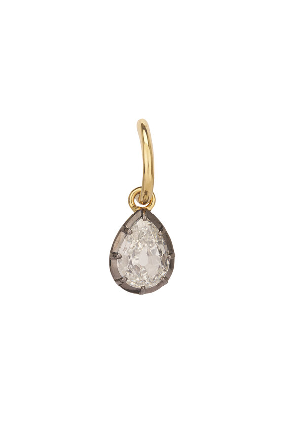 Sutra 18k Yellow Gold Diamond Drop Earring - view 2