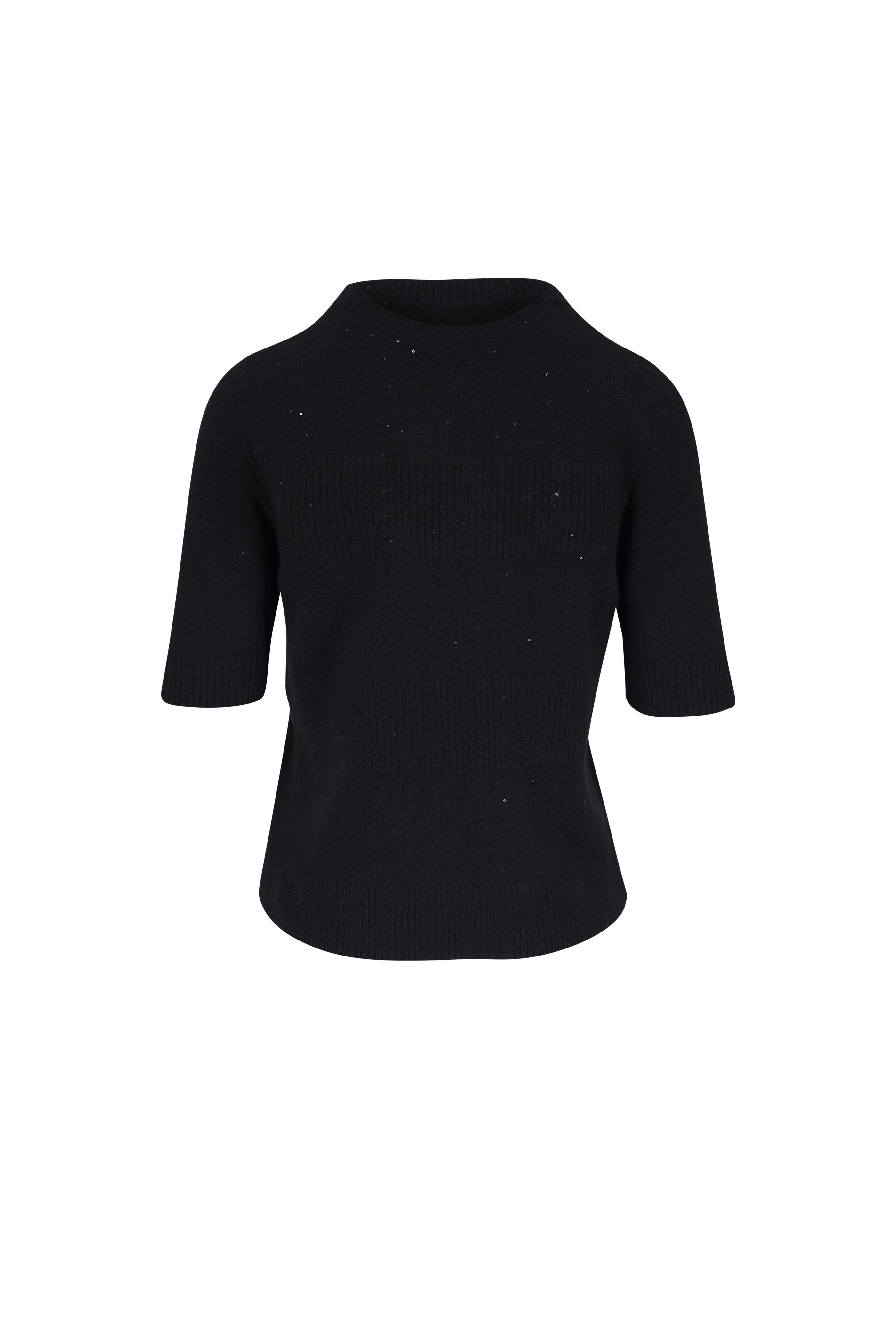 D.Exterior - Black Tonal Stripe Sequin Sweater