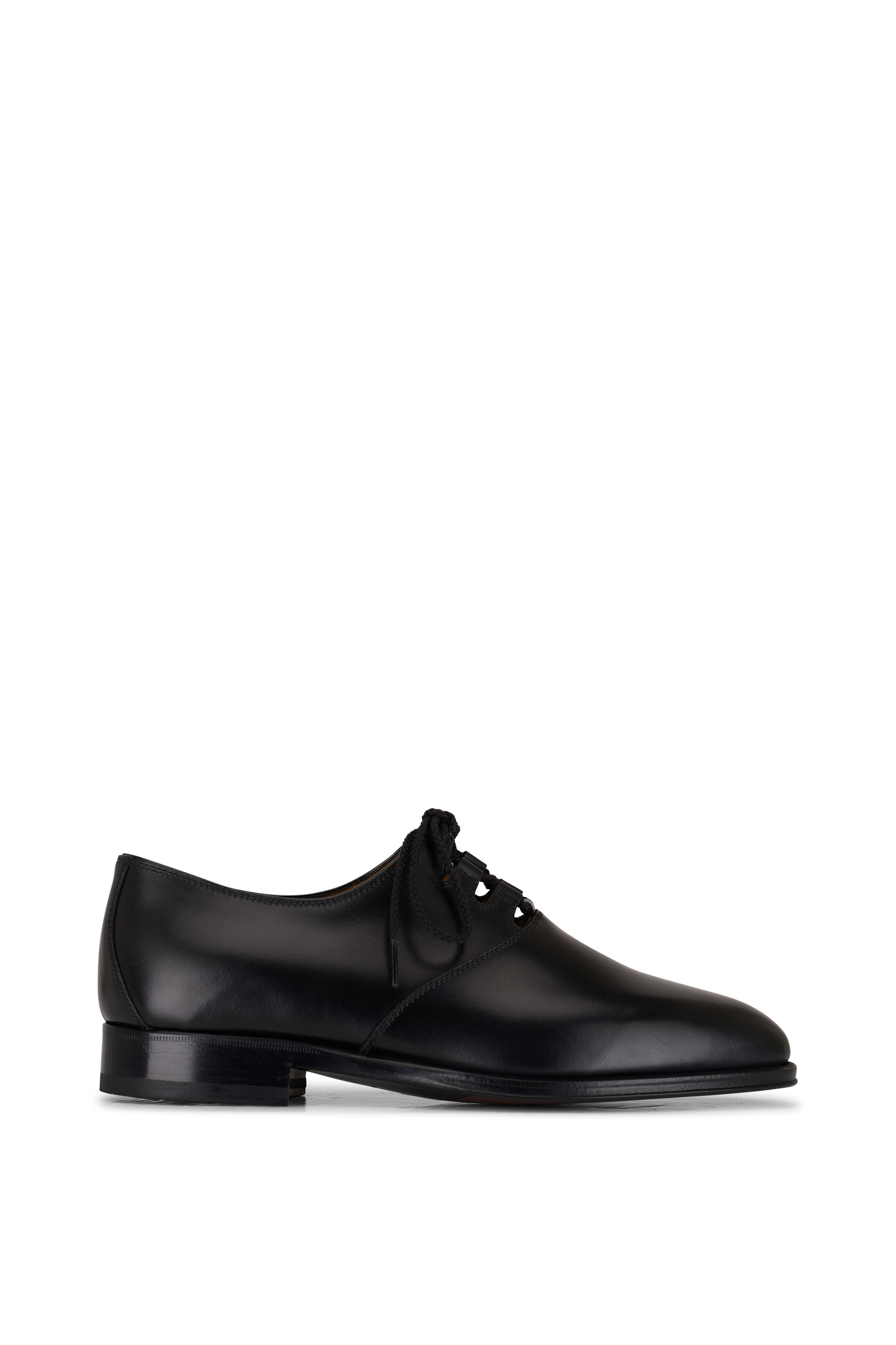 The Row Grant Ghillie Black Leather Lace Up Loafer