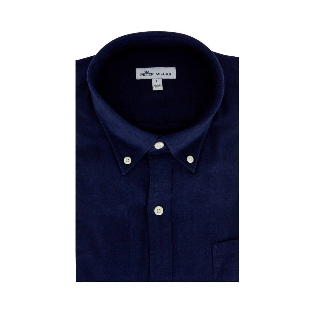 Peter Millar - Crown Vintage Navy Blue Flannel Sport Shirt