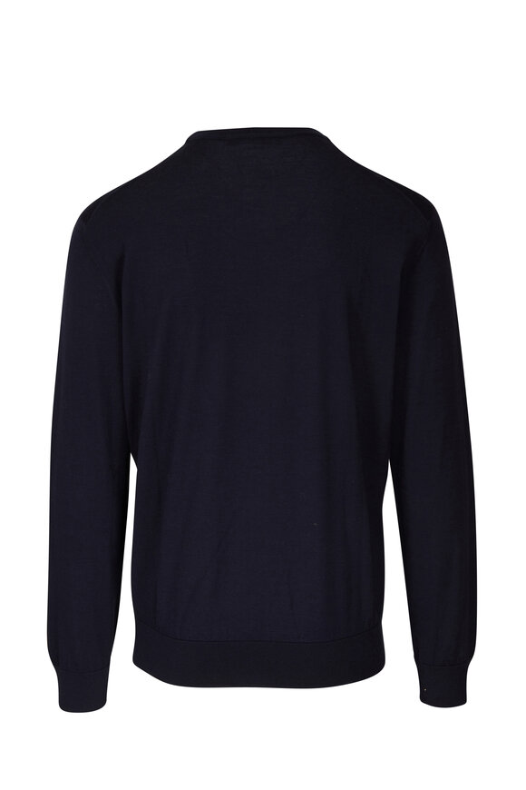 Zegna - Navy Cashmere & Silk Crewneck Sweater