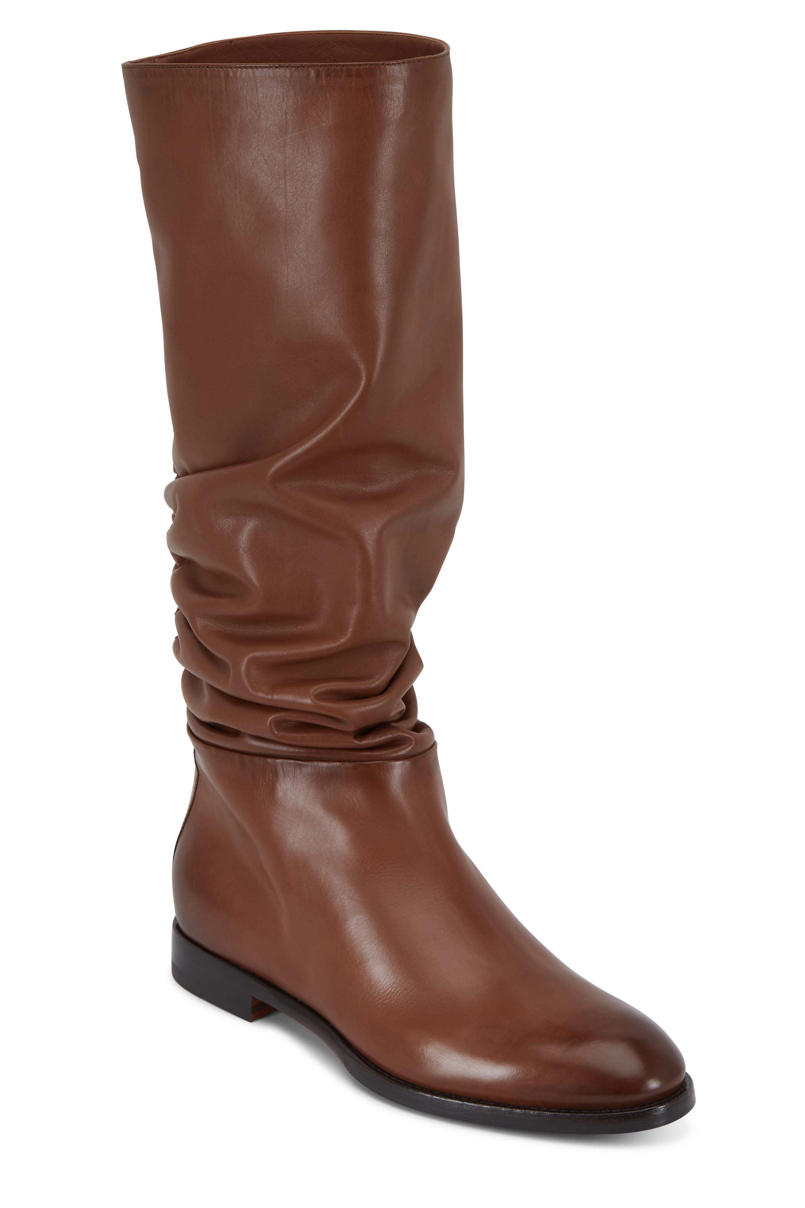 Cognac slouch cheap leather boots