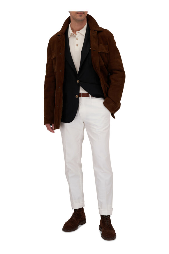 Brunello Cucinelli - Dark Brown Suede Shearling Field Jacket