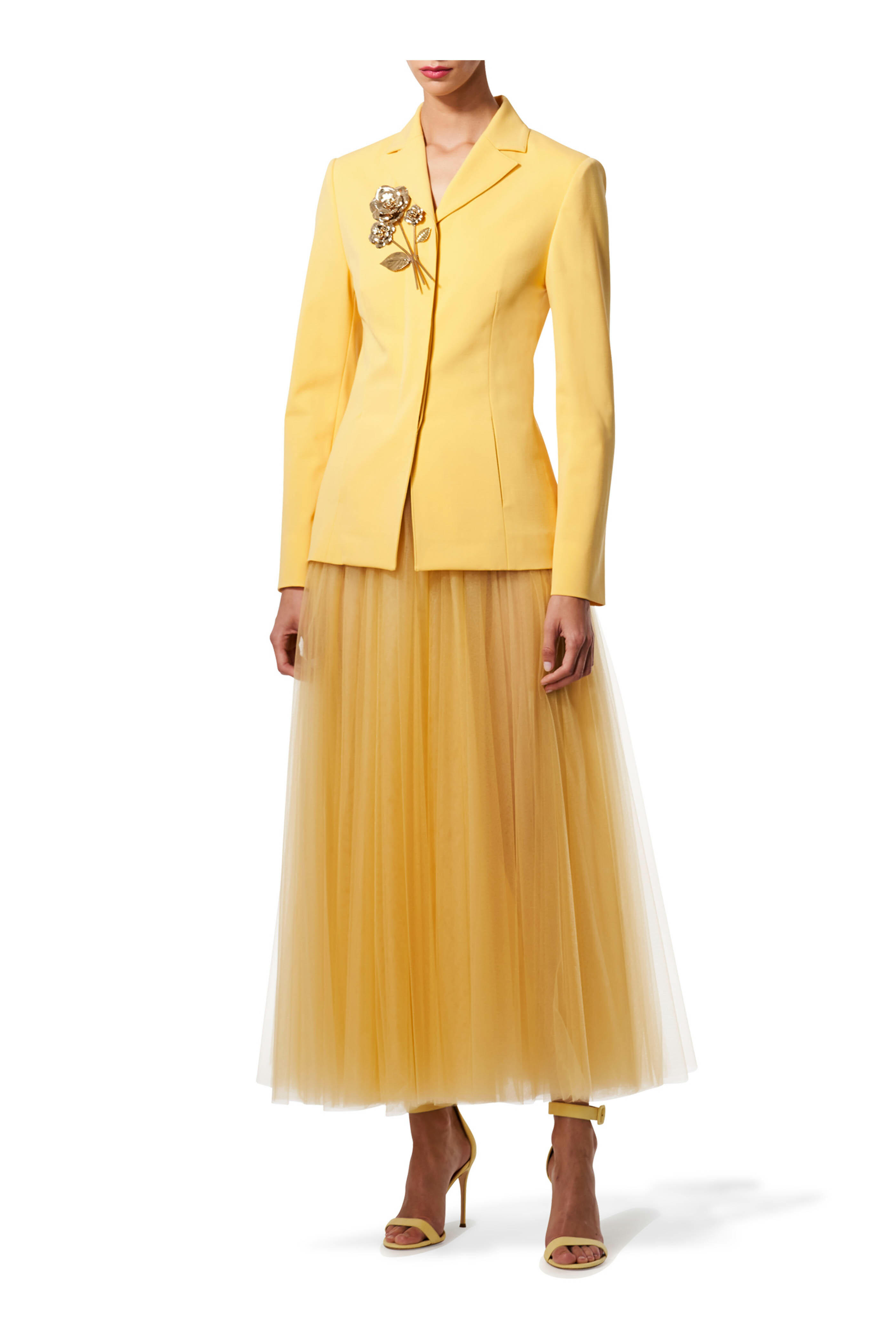 Carolina Herrera - Tailored Yellow Stretch Wool Jacket