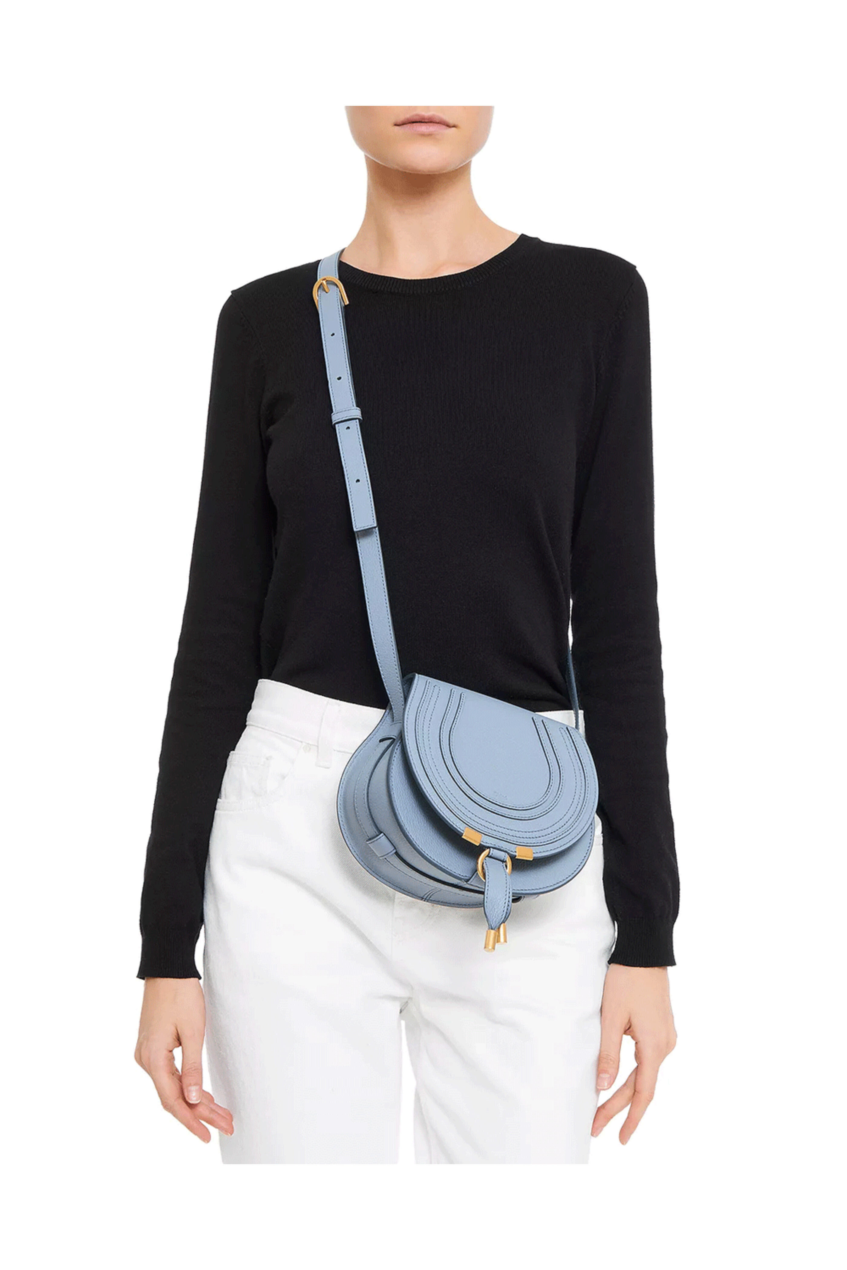 Chloé - Small Marcie Saddle Bag in Storm Blue