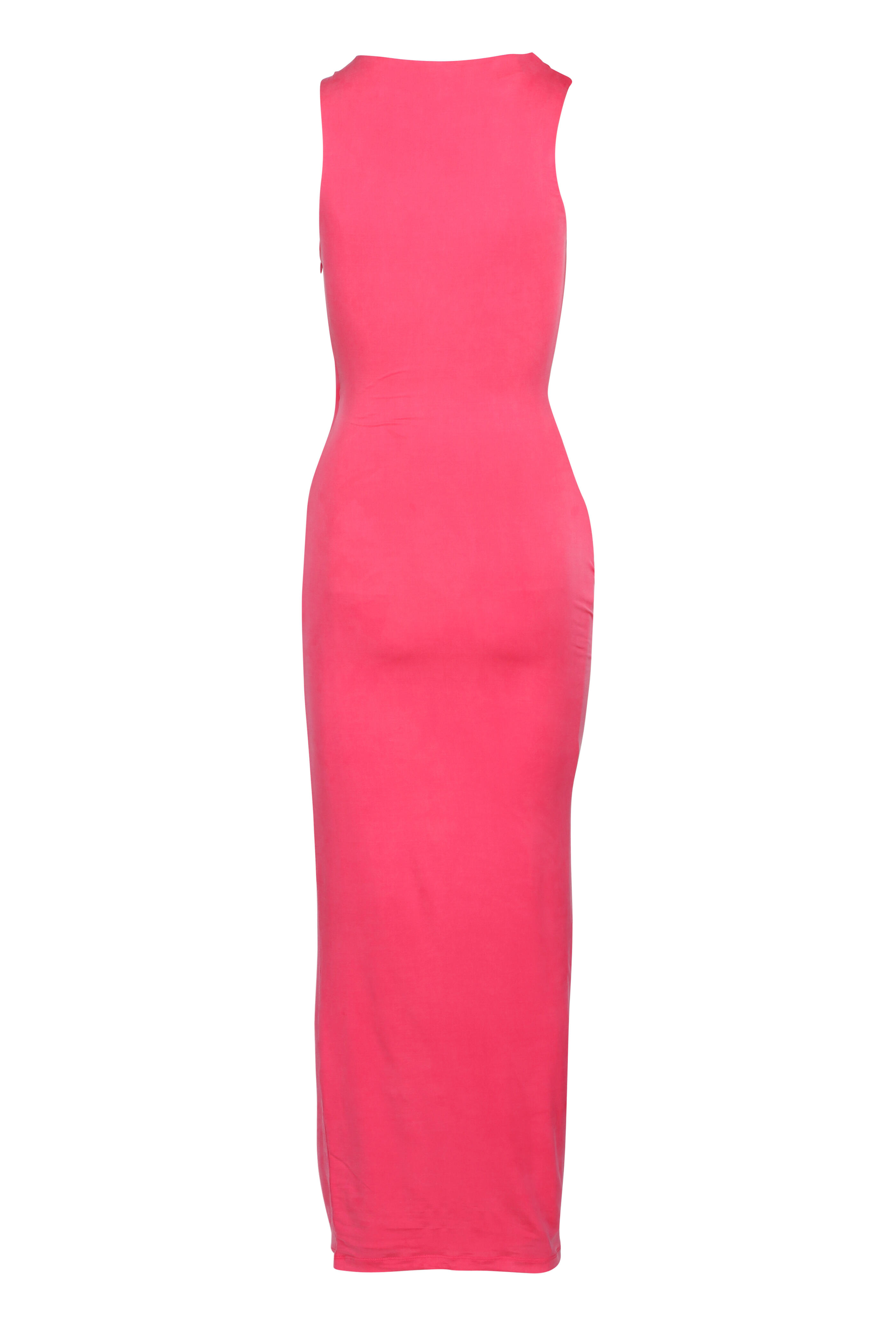 Balmain - Fuchsia Chain-Strap Draped Jersey Ankle Dress