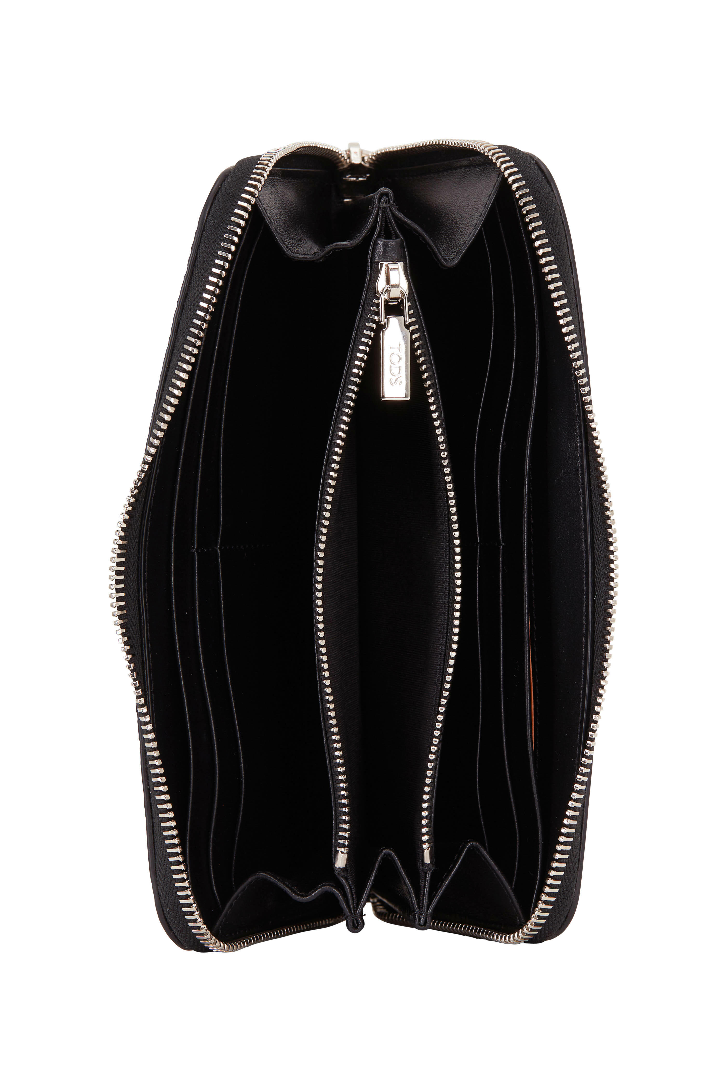 Tod's - Double T Dark Gray Python Print Leather Zip Wallet